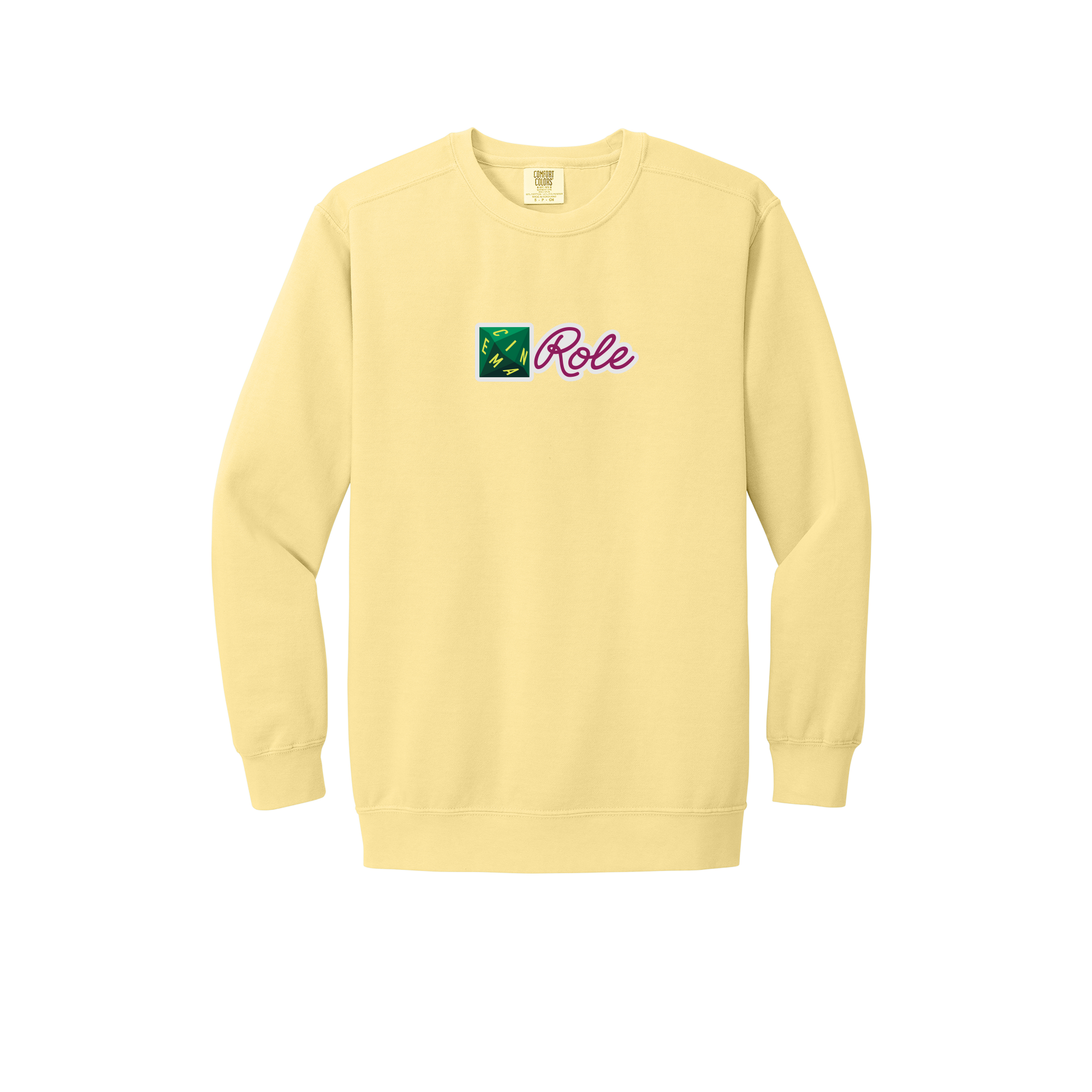 cinemarole-premium-comfort-crewneck-dtf-front-1566-butter-flat-front