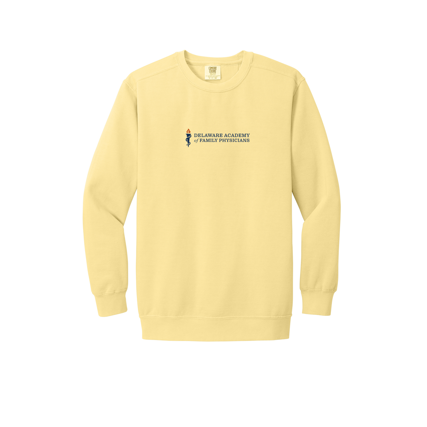 delfamdoc-premium-clinic-comfort-crewneck-dtf-front-1566-butter-flat-front