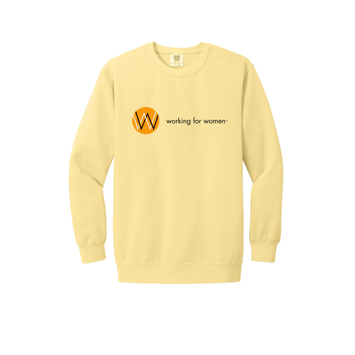 workingforwomen-premium-comfort-crewneck-dtf-front-1566-butter-flat-front