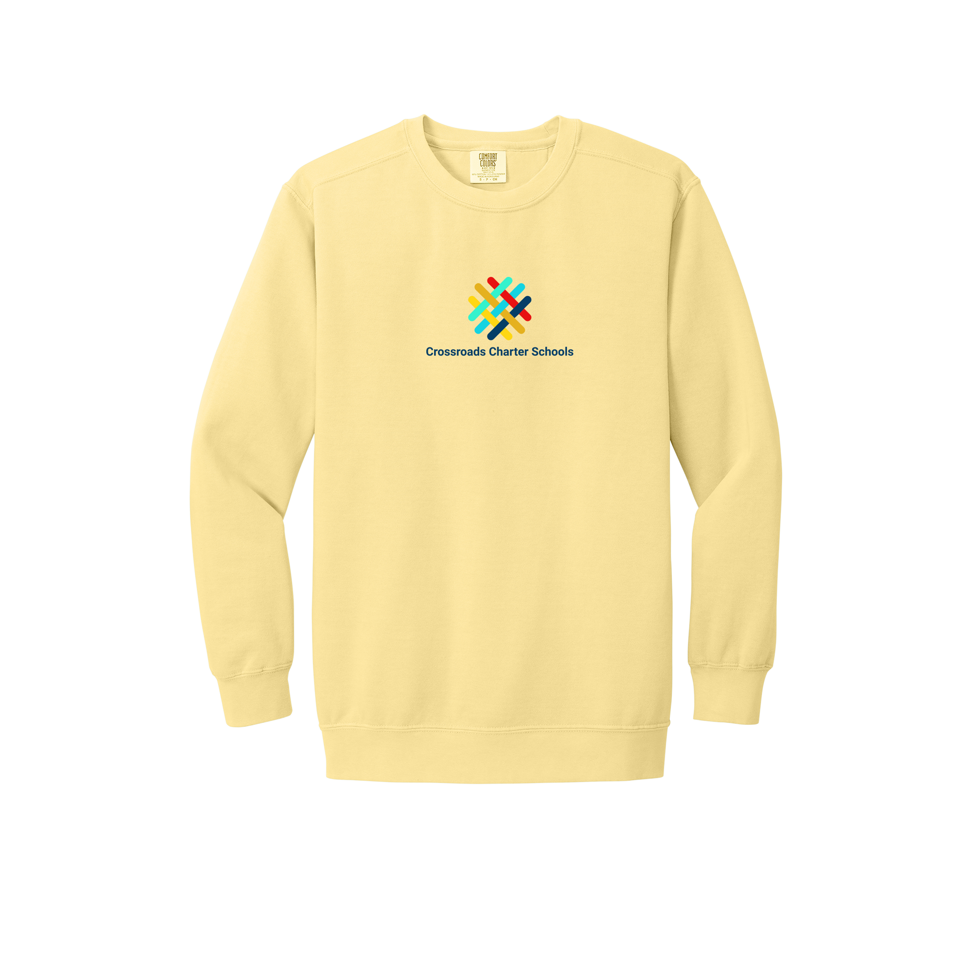 crossroadsschoolskc-premium-comfort-crewneck-dtf-front-1566-butter-flat-front
