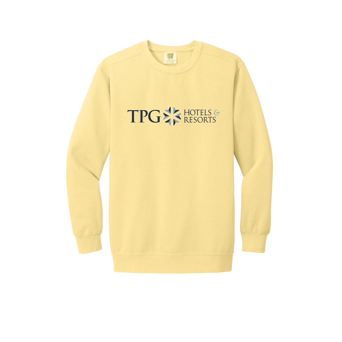 tpghotelsandresorts-premium-comfort-crewneck-dtf-front-1566-butter-flat-front