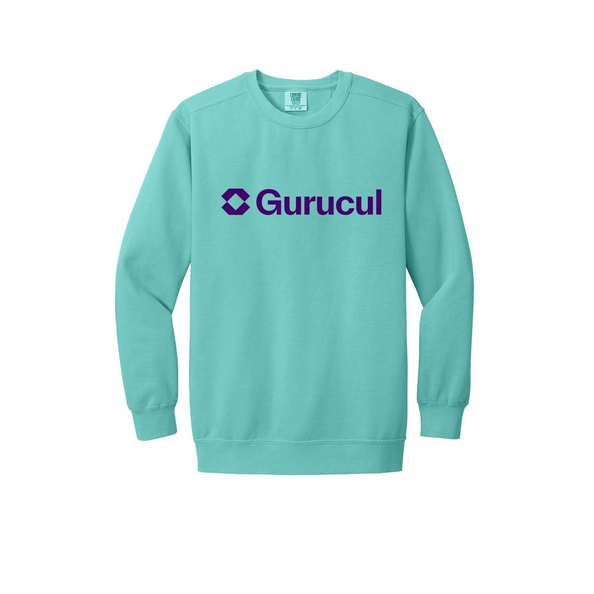 gurucul-premium-comfort-crewneck-dtf-front-1566-chalkymint-flat-front