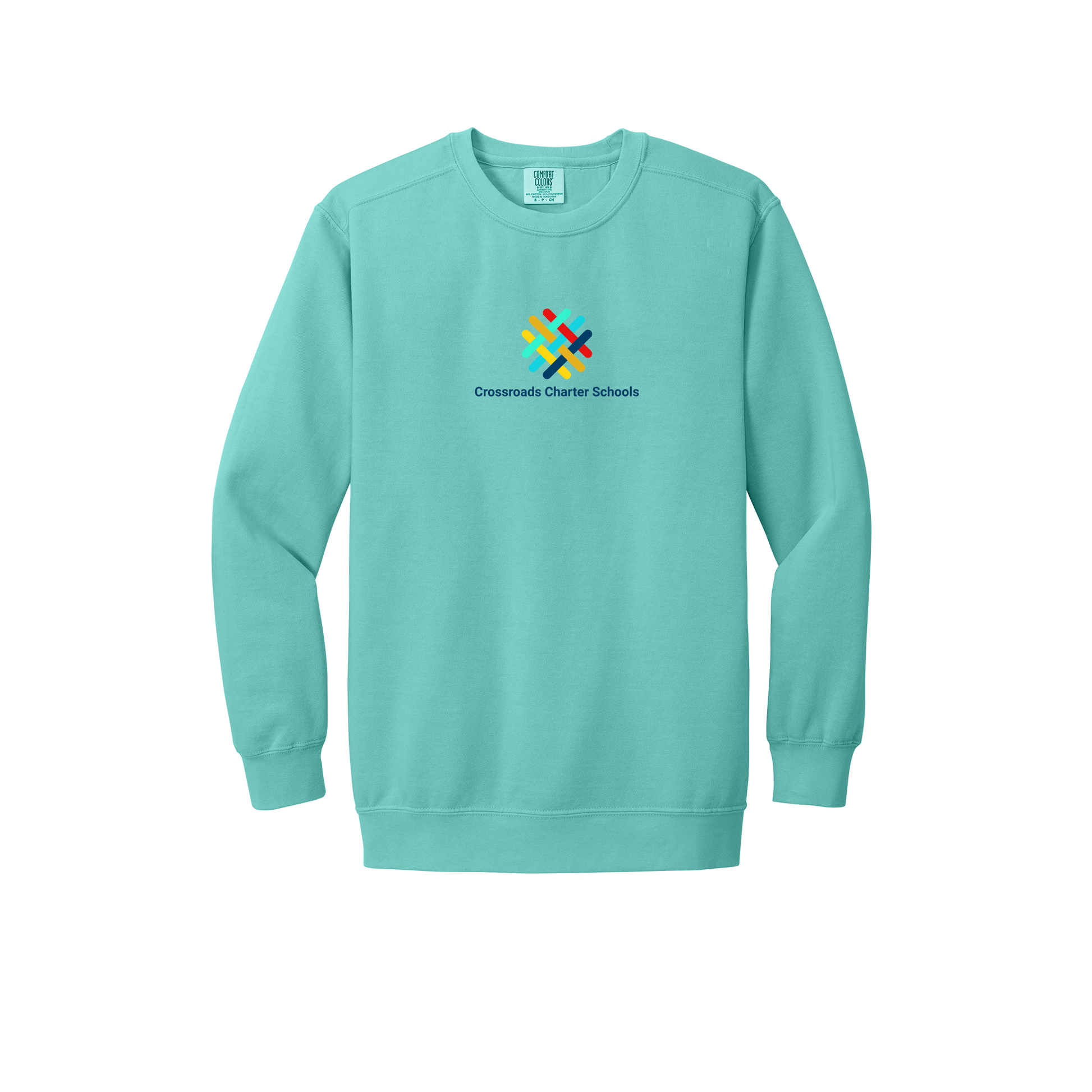 crossroadsschoolskc-premium-comfort-crewneck-dtf-front-1566-chalkymint-flat-front