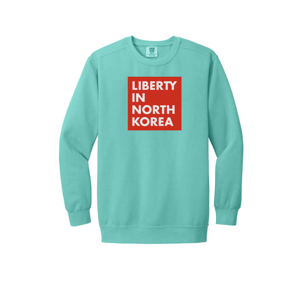 libertyinnorthkorea-premium-comfort-crewneck-dtf-front-1566-chalkymint-flat-front