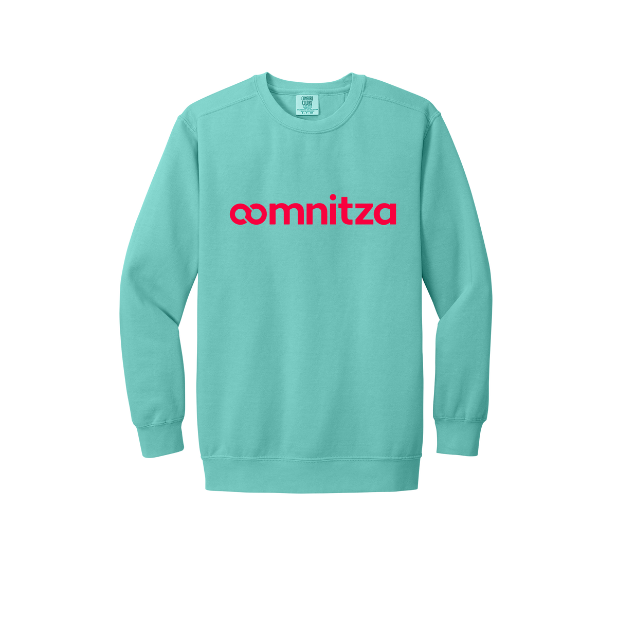 oomnitza-premium-comfort-crewneck-dtf-front-1566-chalkymint-flat-front