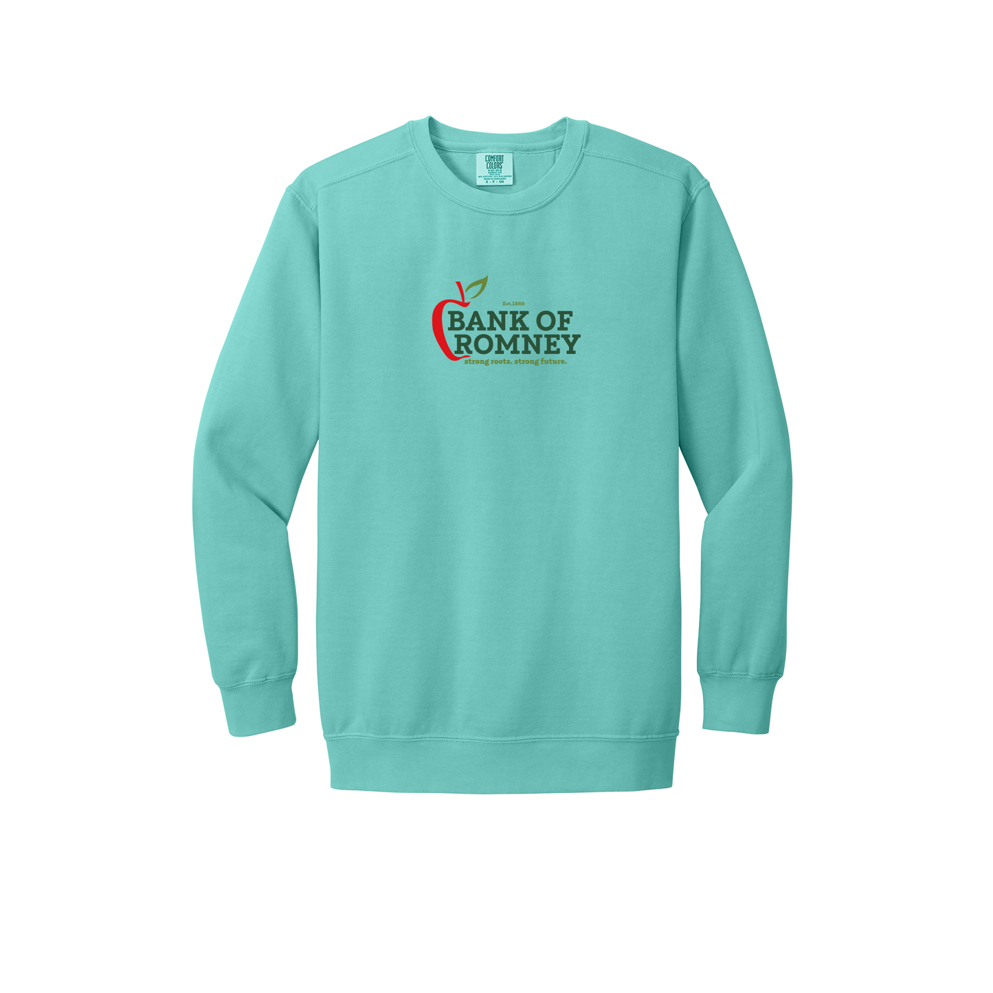 bankofromney-premium-comfort-crewneck-dtf-front-1566-chalkymint-flat-front
