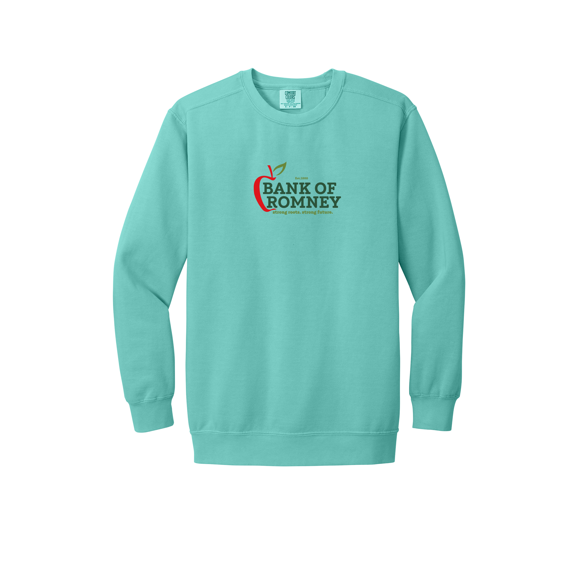 bankofromney-premium-comfort-crewneck-dtf-front-1566-chalkymint-flat-front