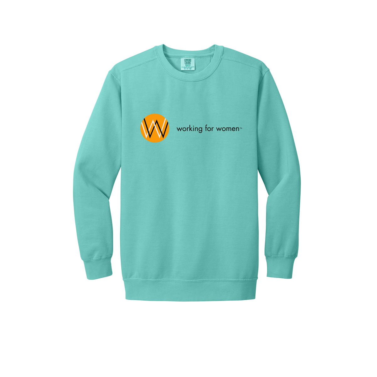 workingforwomen-premium-comfort-crewneck-dtf-front-1566-chalkymint-flat-front