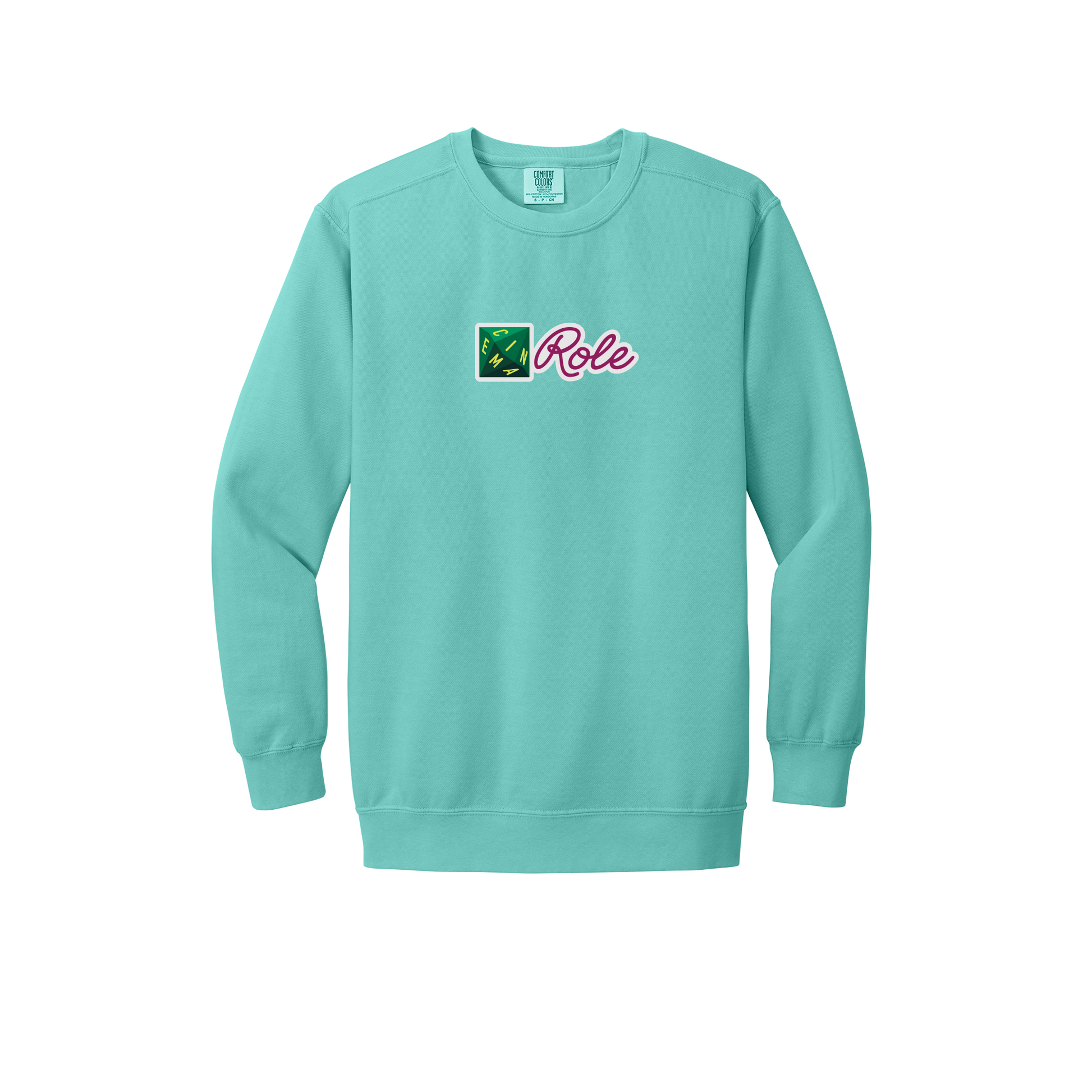 cinemarole-premium-comfort-crewneck-dtf-front-1566-chalkymint-flat-front