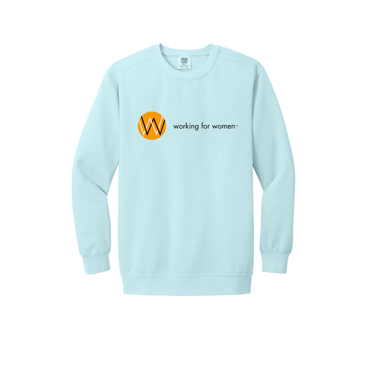 workingforwomen-premium-comfort-crewneck-dtf-front-1566-chambray-flat-front