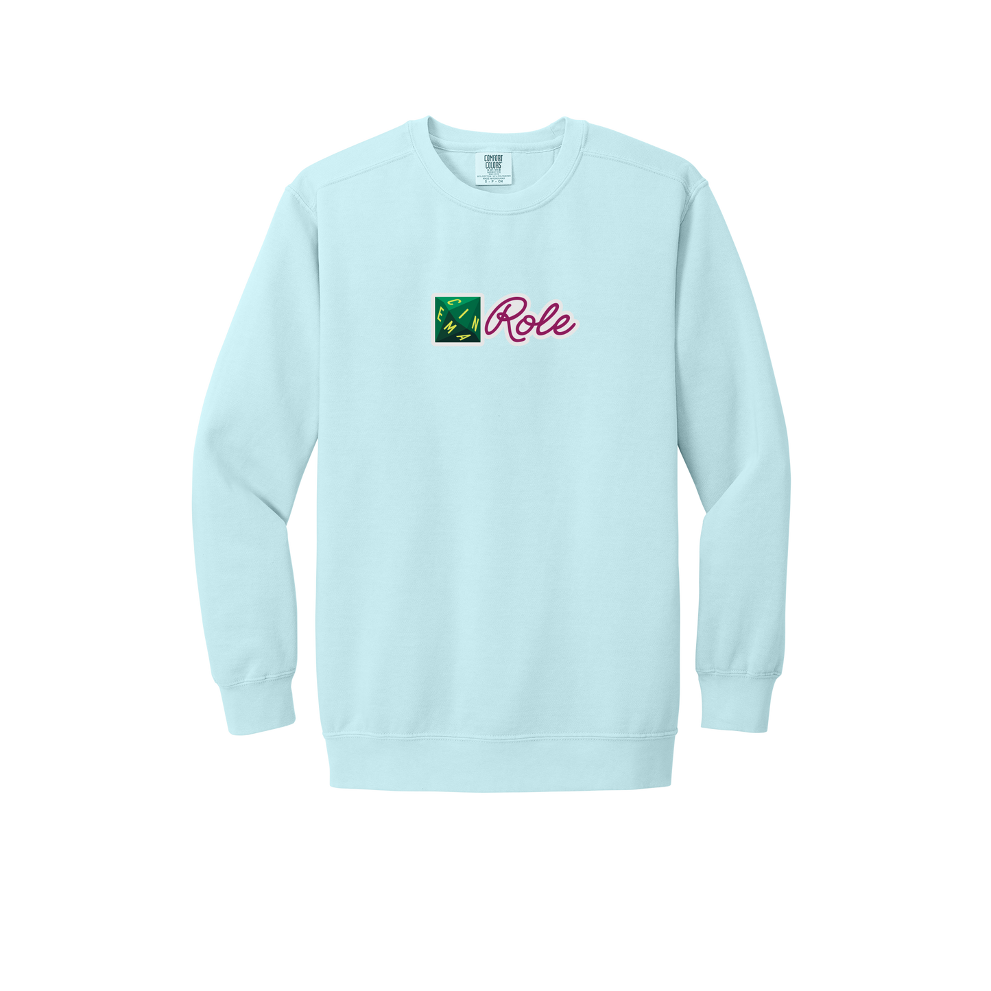 cinemarole-premium-comfort-crewneck-dtf-front-1566-chambray-flat-front