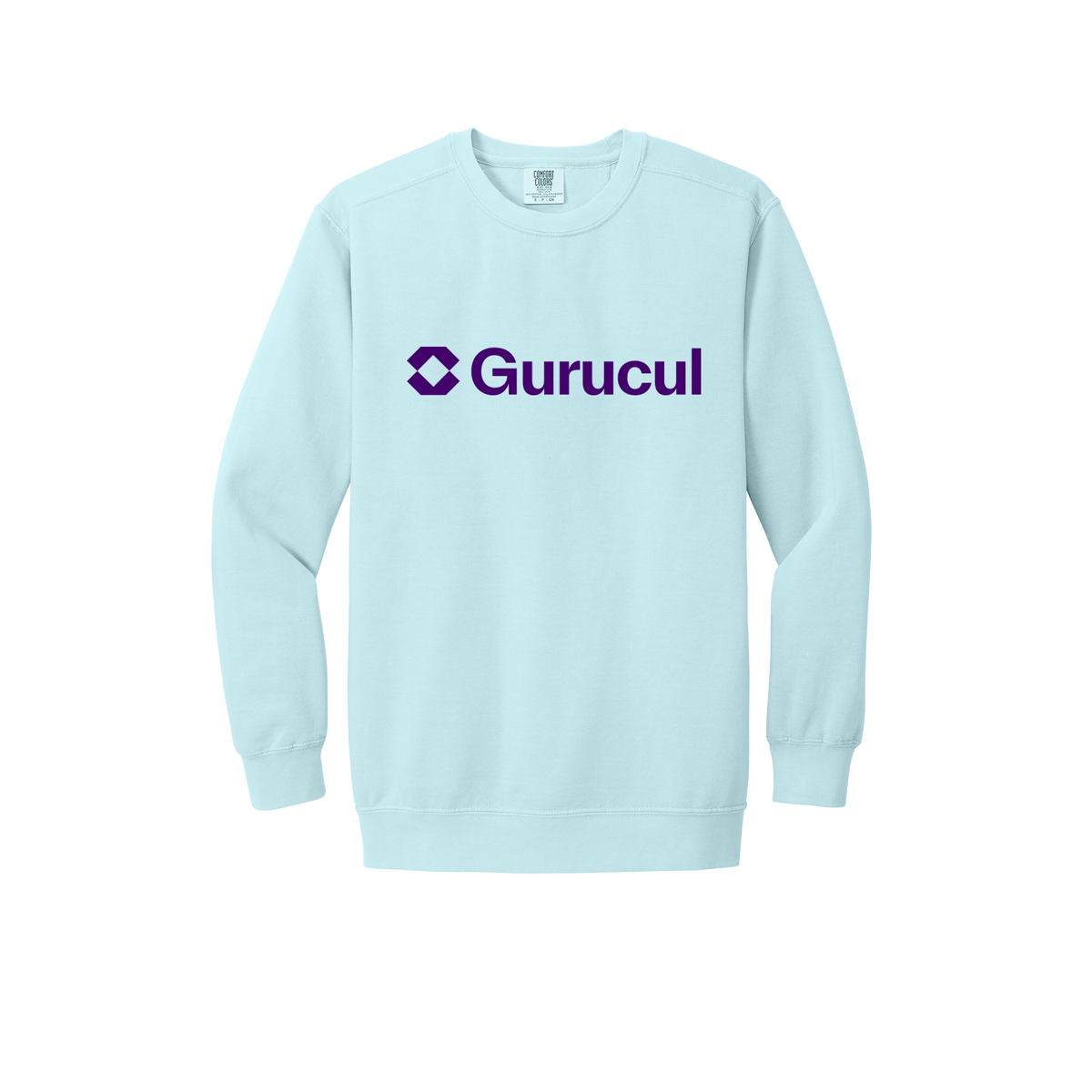 gurucul-premium-comfort-crewneck-dtf-front-1566-chambray-flat-front