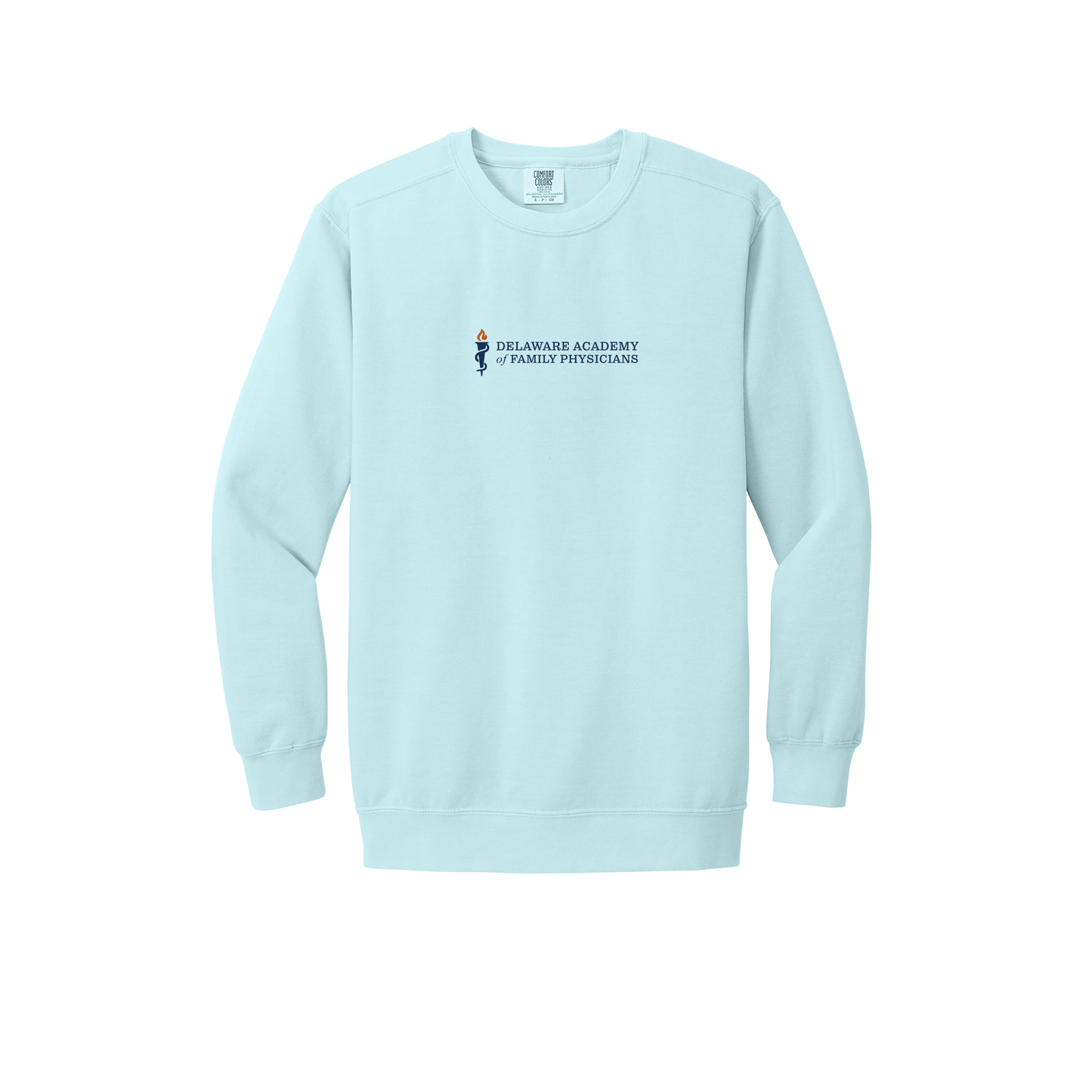 delfamdoc-premium-clinic-comfort-crewneck-dtf-front-1566-chambray-flat-front