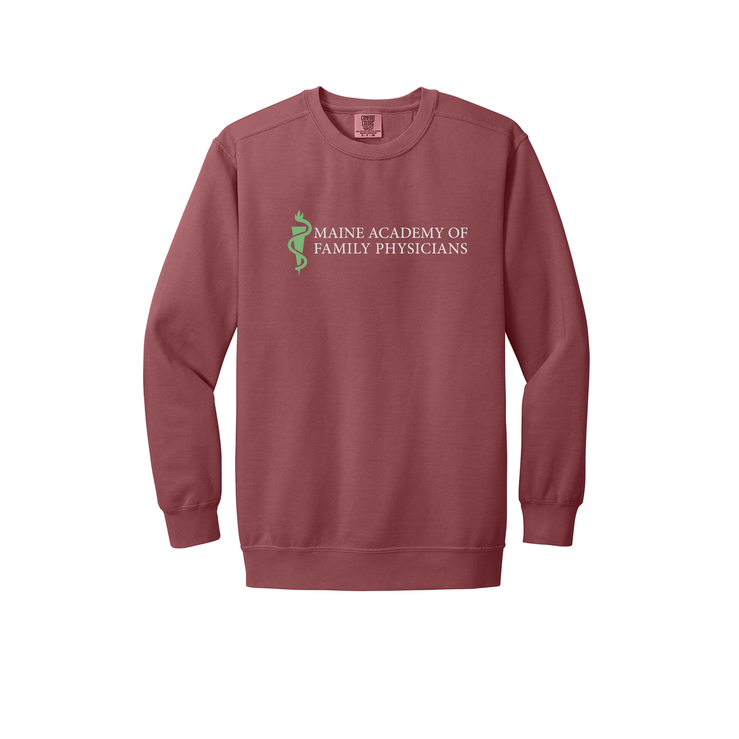 maineafp-premium-clinic-comfort-crewneck-dtf-front-1566-crimson-flat-front