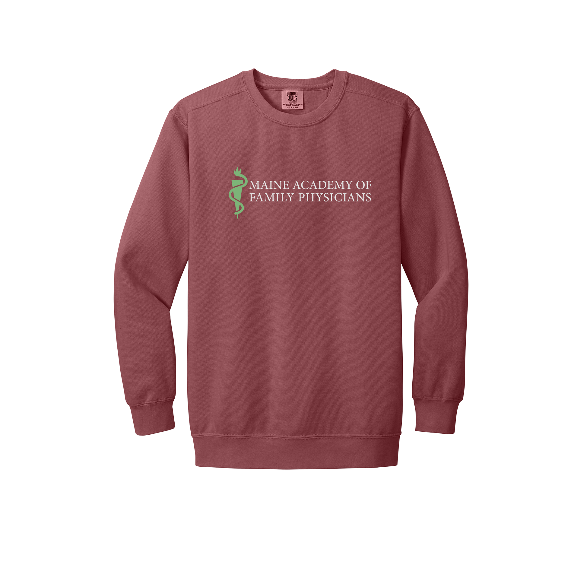 maineafp-premium-clinic-comfort-crewneck-dtf-front-1566-crimson-flat-front