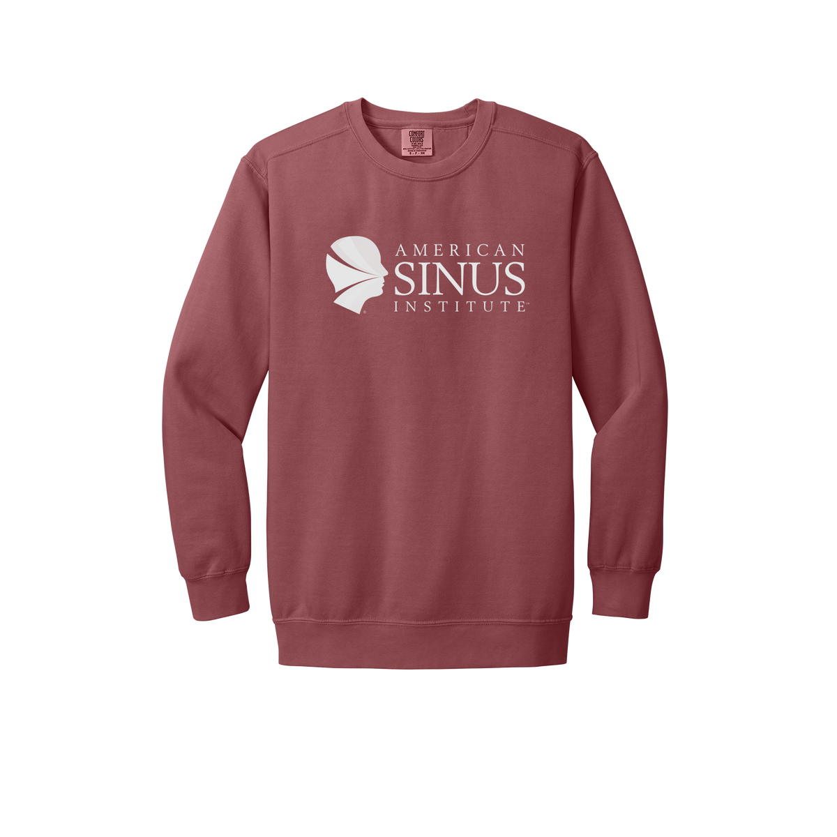 americansinus-premium-clinic-comfort-crewneck-dtf-front-1566-crimson-flat-front
