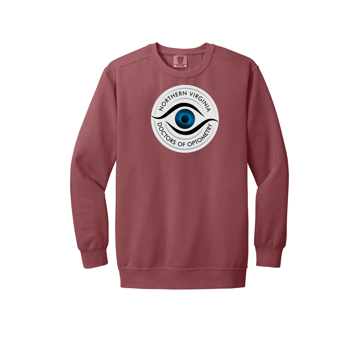 novaeyedocs-premium-clinic-comfort-crewneck-dtf-front-1566-crimson-flat-front
