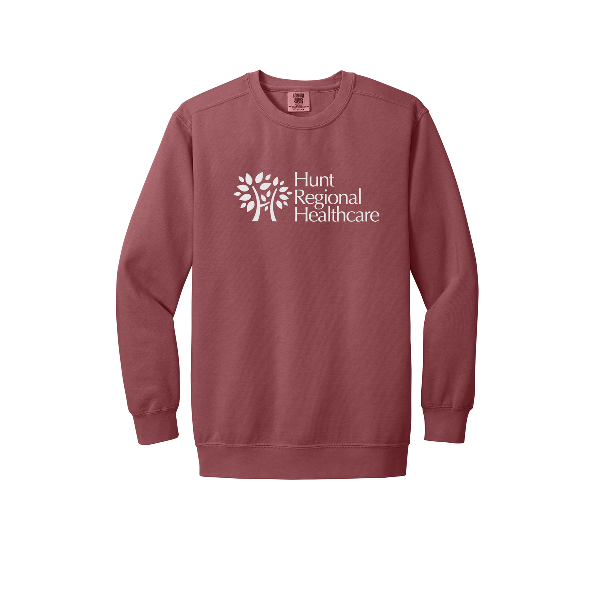 huntregional-premium-clinic-comfort-crewneck-dtf-front-1566-crimson-flat-front