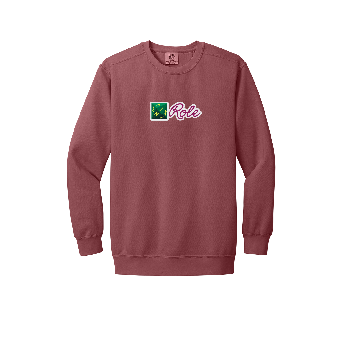 cinemarole-premium-comfort-crewneck-dtf-front-1566-crimson-flat-front