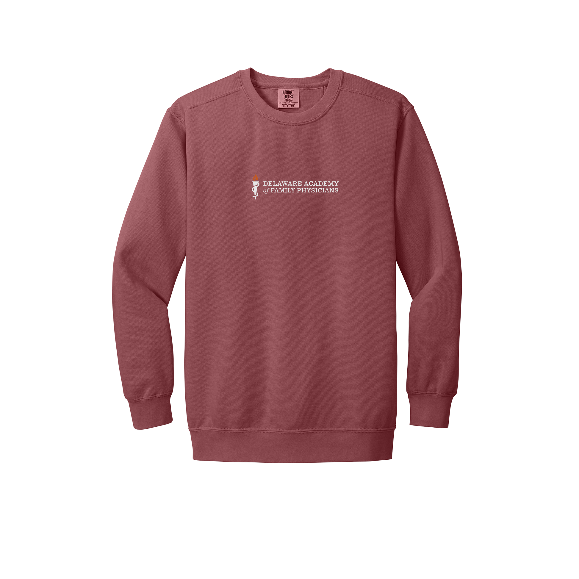 delfamdoc-premium-clinic-comfort-crewneck-dtf-front-1566-crimson-flat-front