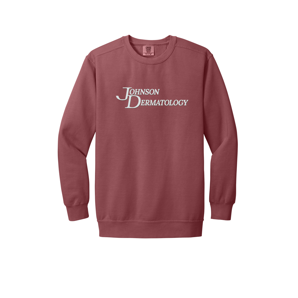 johnsondermatology-premium-clinic-comfort-crewneck-dtf-front-1566-crimson-flat-front