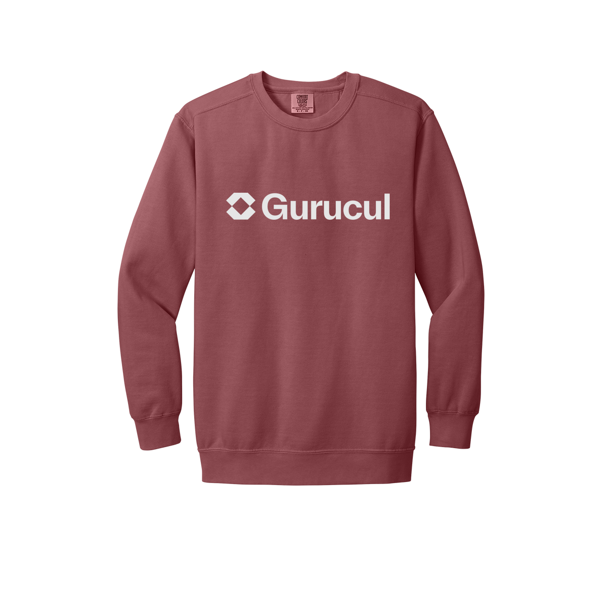 gurucul-premium-comfort-crewneck-dtf-front-1566-crimson-flat-front