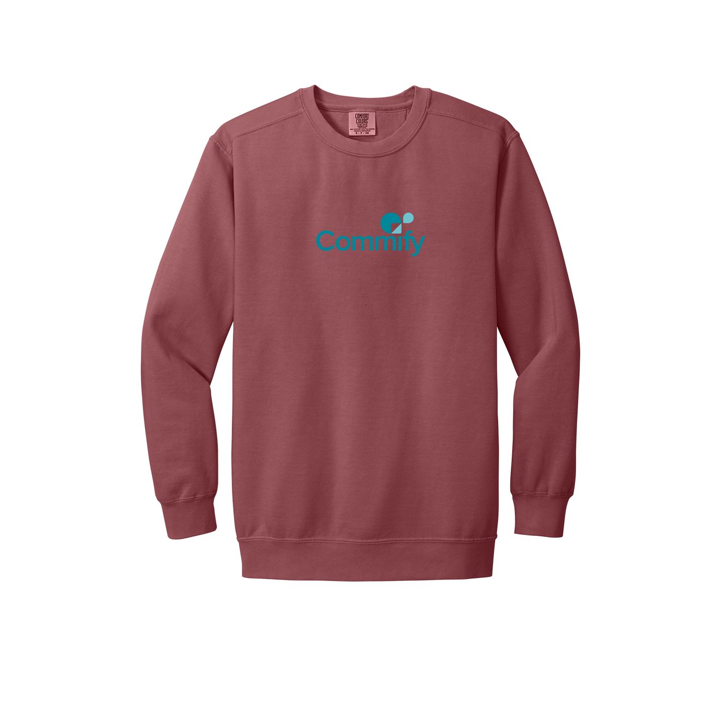 commify-premium-comfort-crewneck-dtf-front-1566-crimson-flat-front