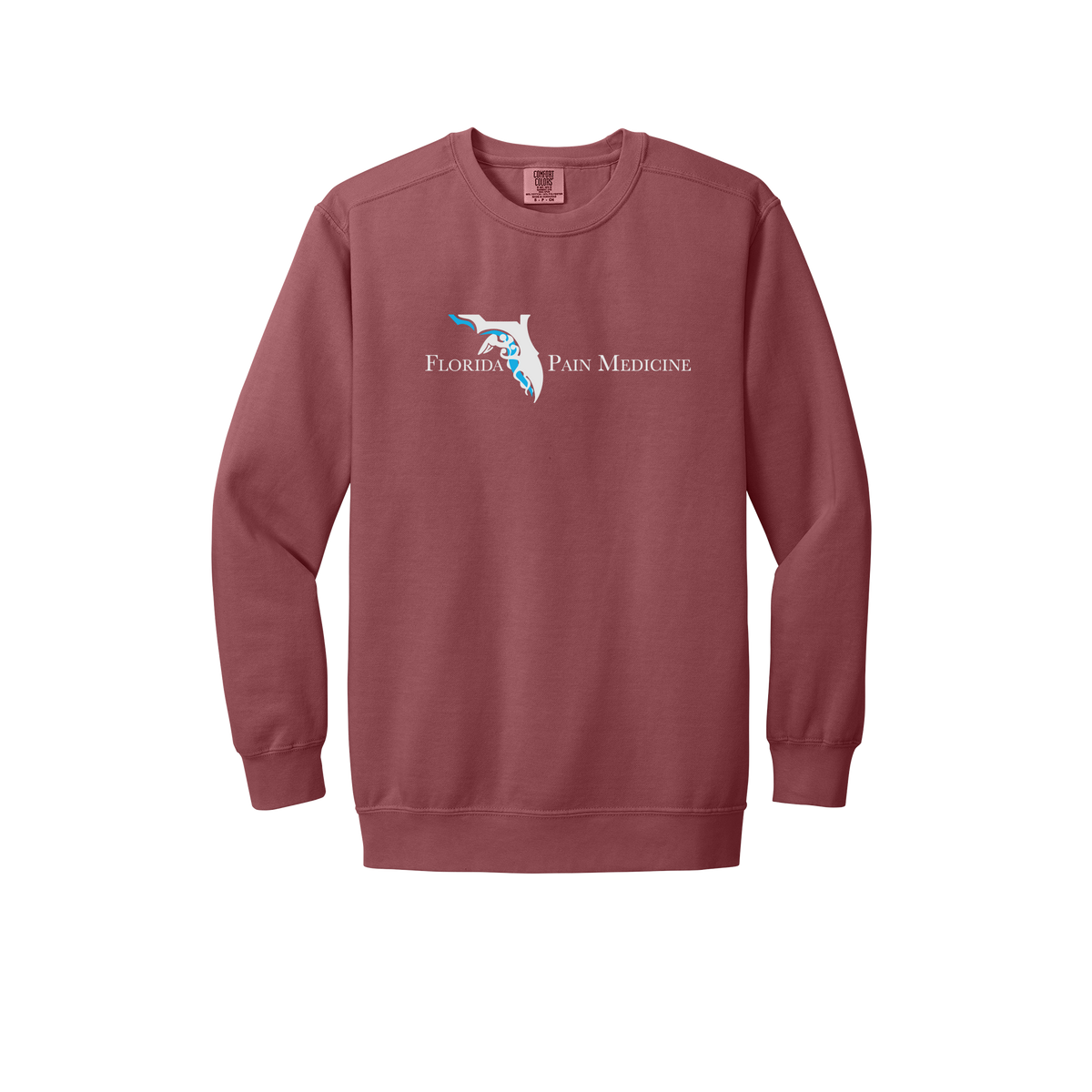 floridapainmedicine-premium-clinic-comfort-crewneck-dtf-front-1566-crimson-flat-front