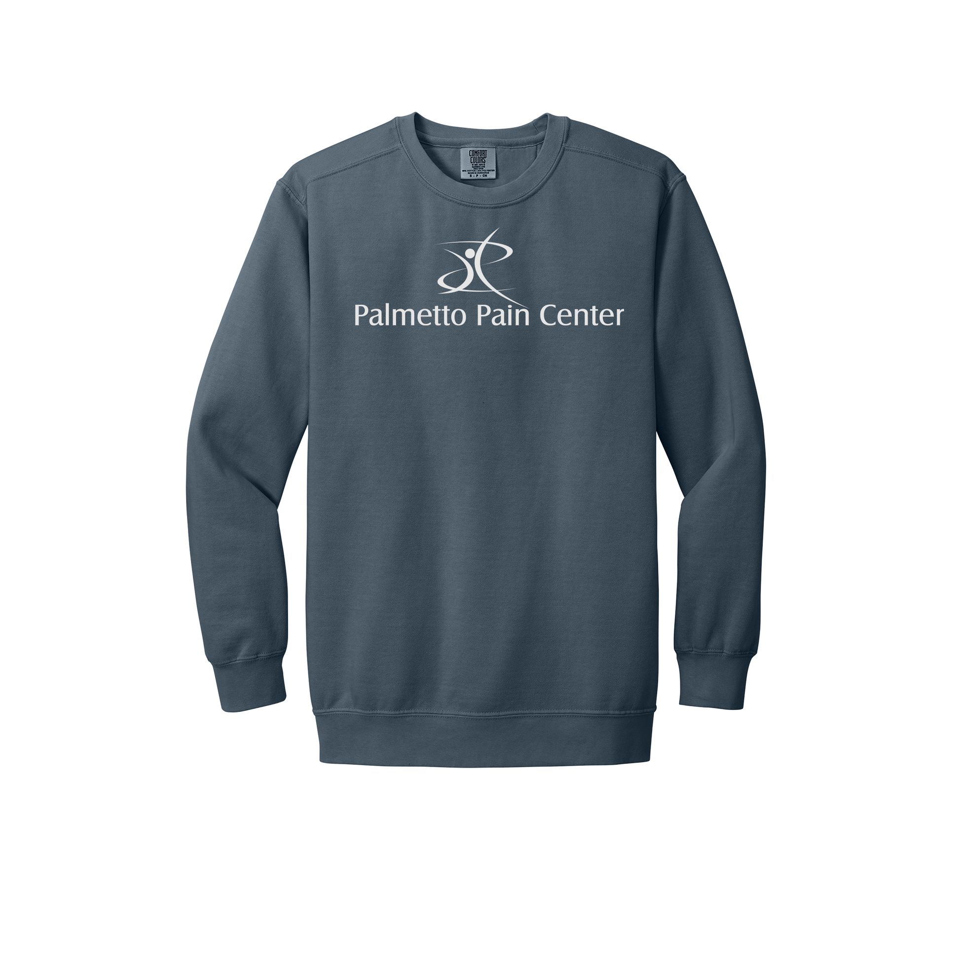 palmetto-pain-center-premium-clinic-comfort-crewneck-dtf-front-1566-denim-flat-front