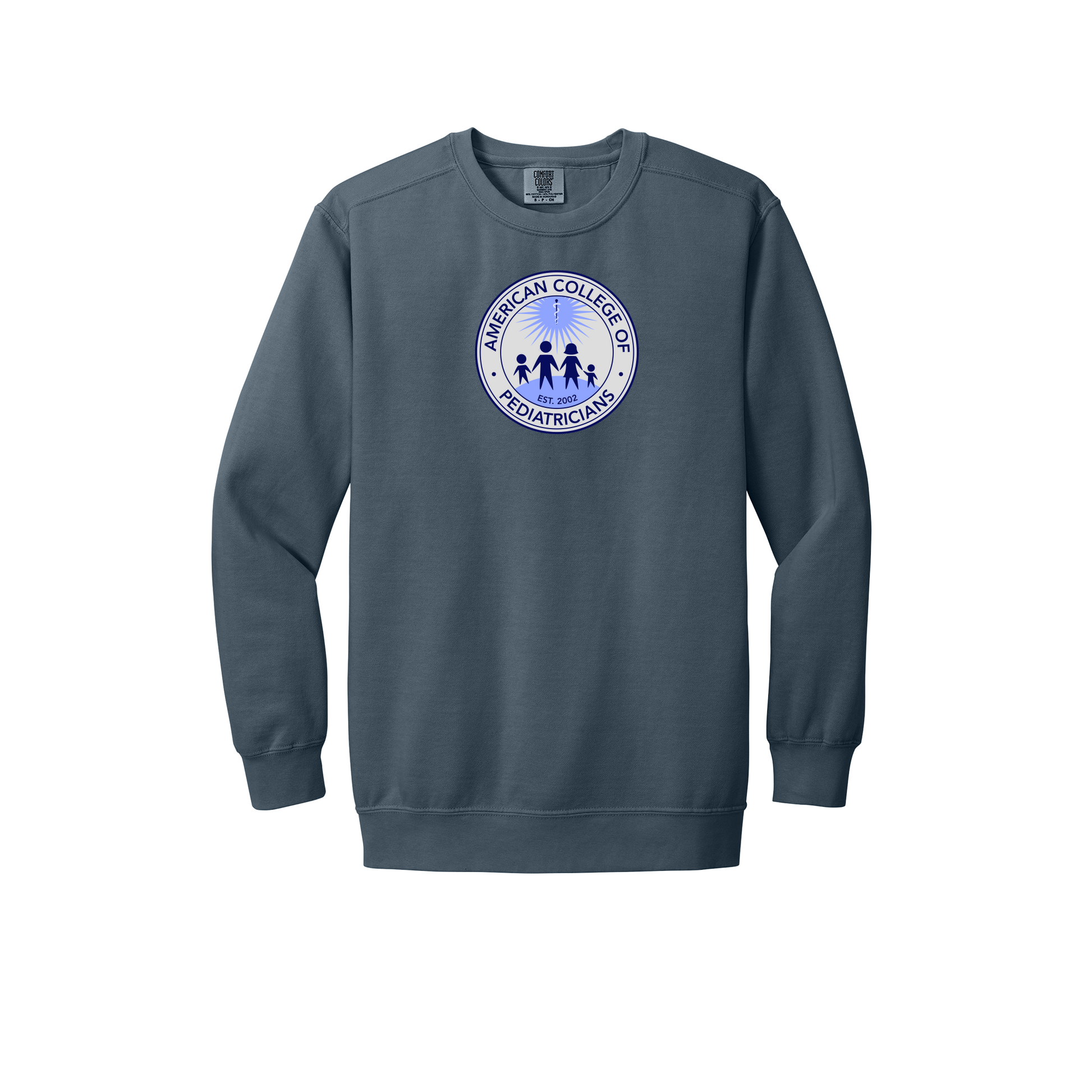 acpeds-premium-clinic-comfort-crewneck-dtf-front-1566-denim-flat-front
