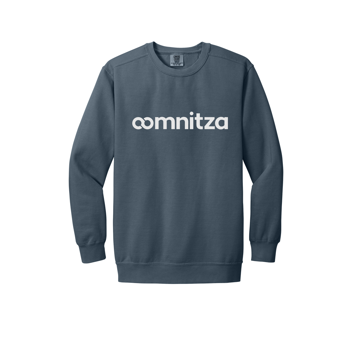 oomnitza-premium-comfort-crewneck-dtf-front-1566-denim-flat-front