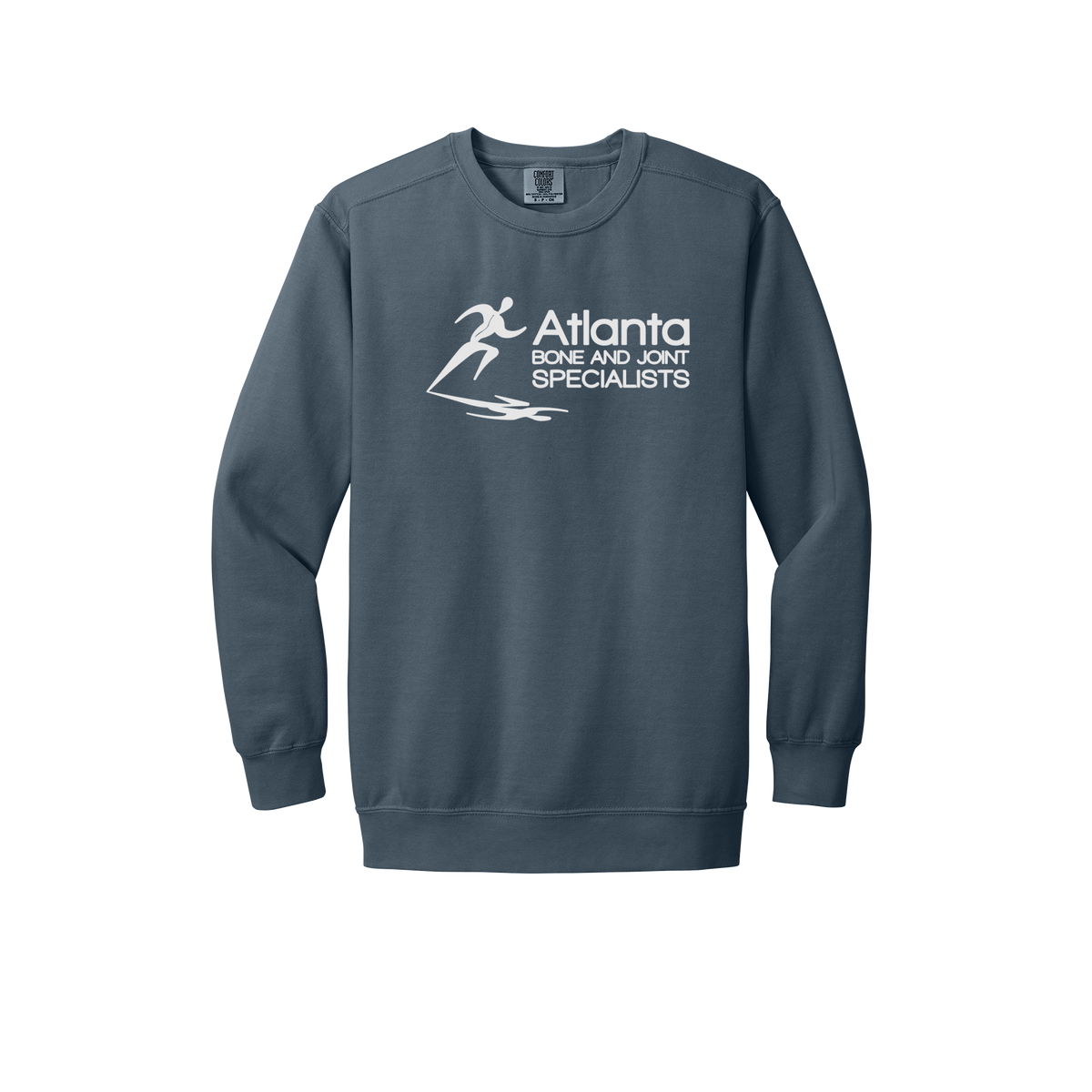 atlantaboneandjoint-premium-clinic-comfort-crewneck-dtf-front-1566-denim-flat-front