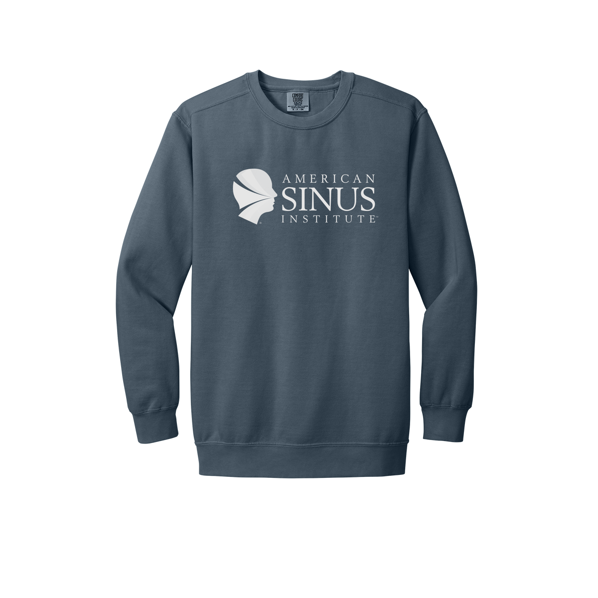 americansinus-premium-clinic-comfort-crewneck-dtf-front-1566-denim-flat-front
