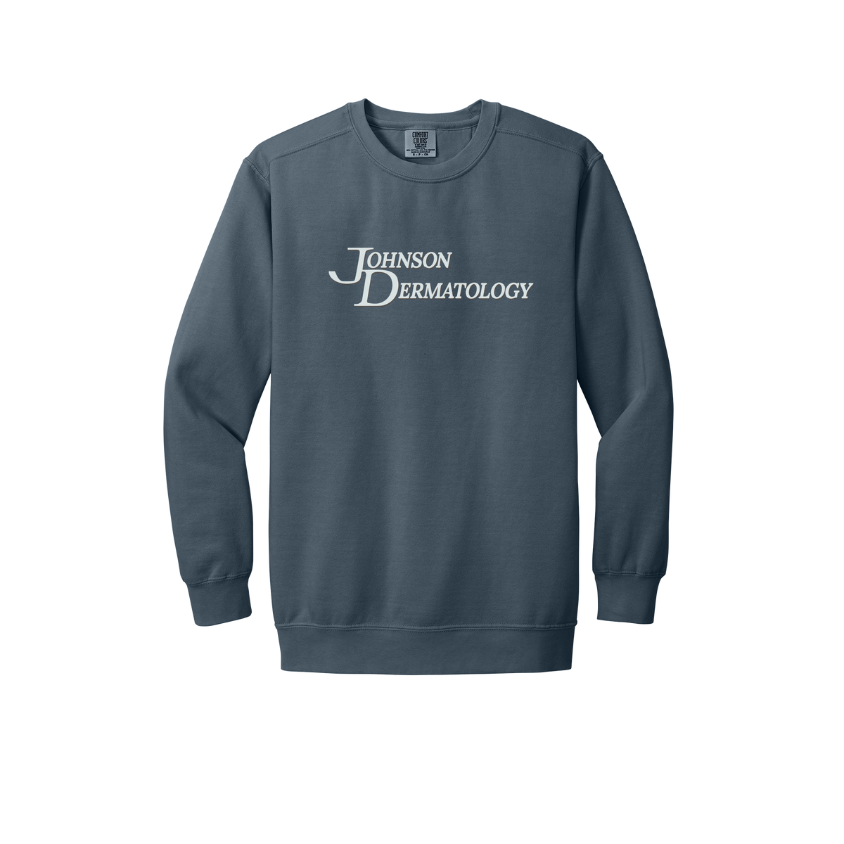 johnsondermatology-premium-clinic-comfort-crewneck-dtf-front-1566-denim-flat-front