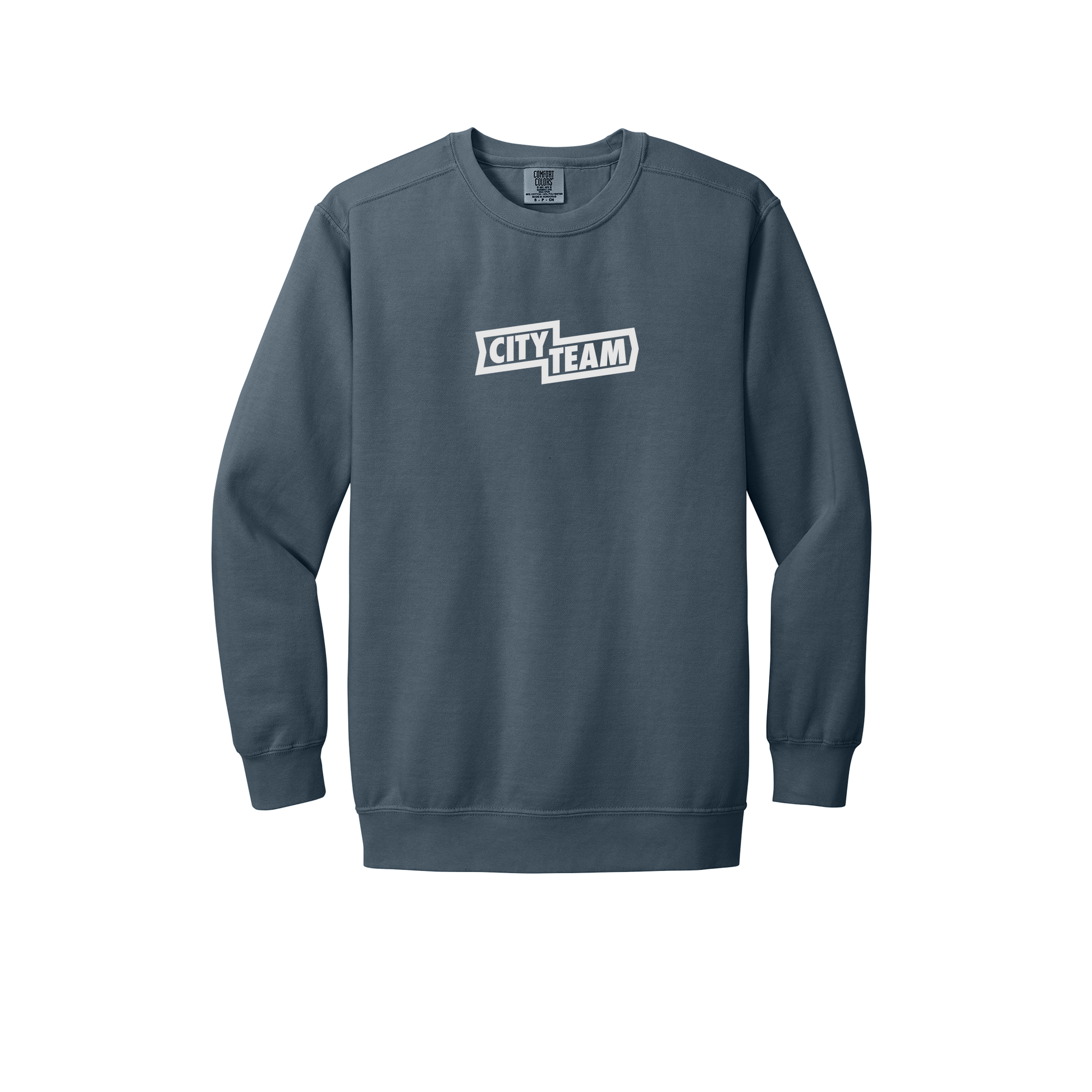 cityteam-premium-comfort-crewneck-dtf-front-1566-denim-flat-front