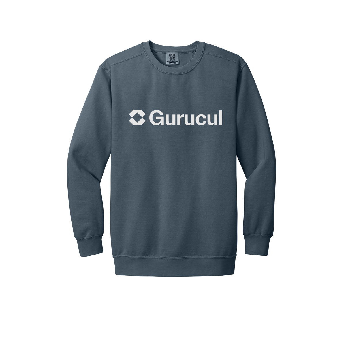gurucul-premium-comfort-crewneck-dtf-front-1566-denim-flat-front