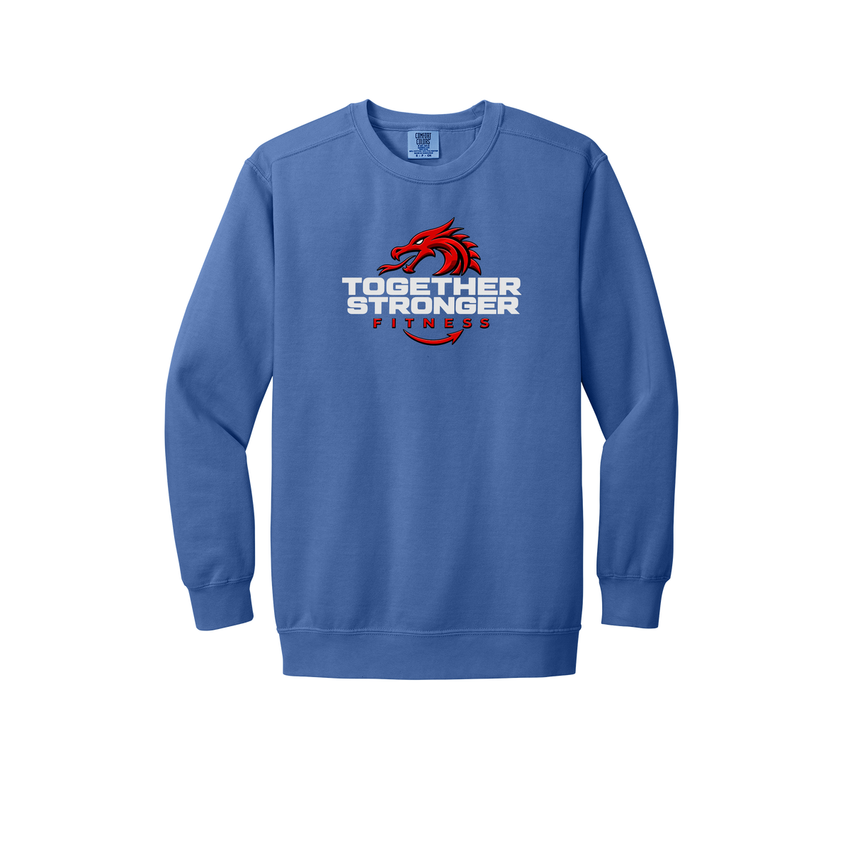 togetherstrongerfitness-premium-comfort-crewneck-dtf-front-1566-floblue-flat-front