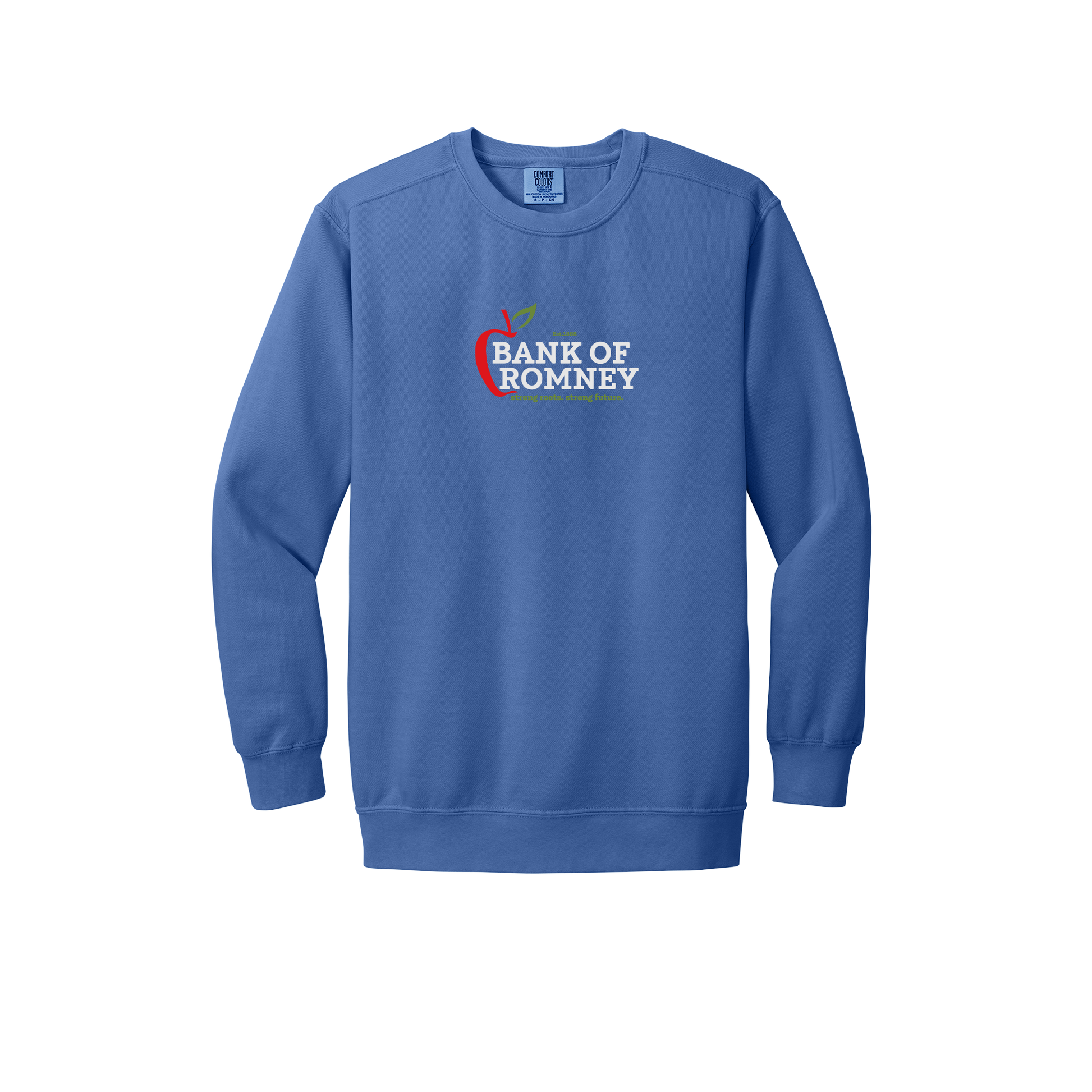 bankofromney-premium-comfort-crewneck-dtf-front-1566-floblue-flat-front