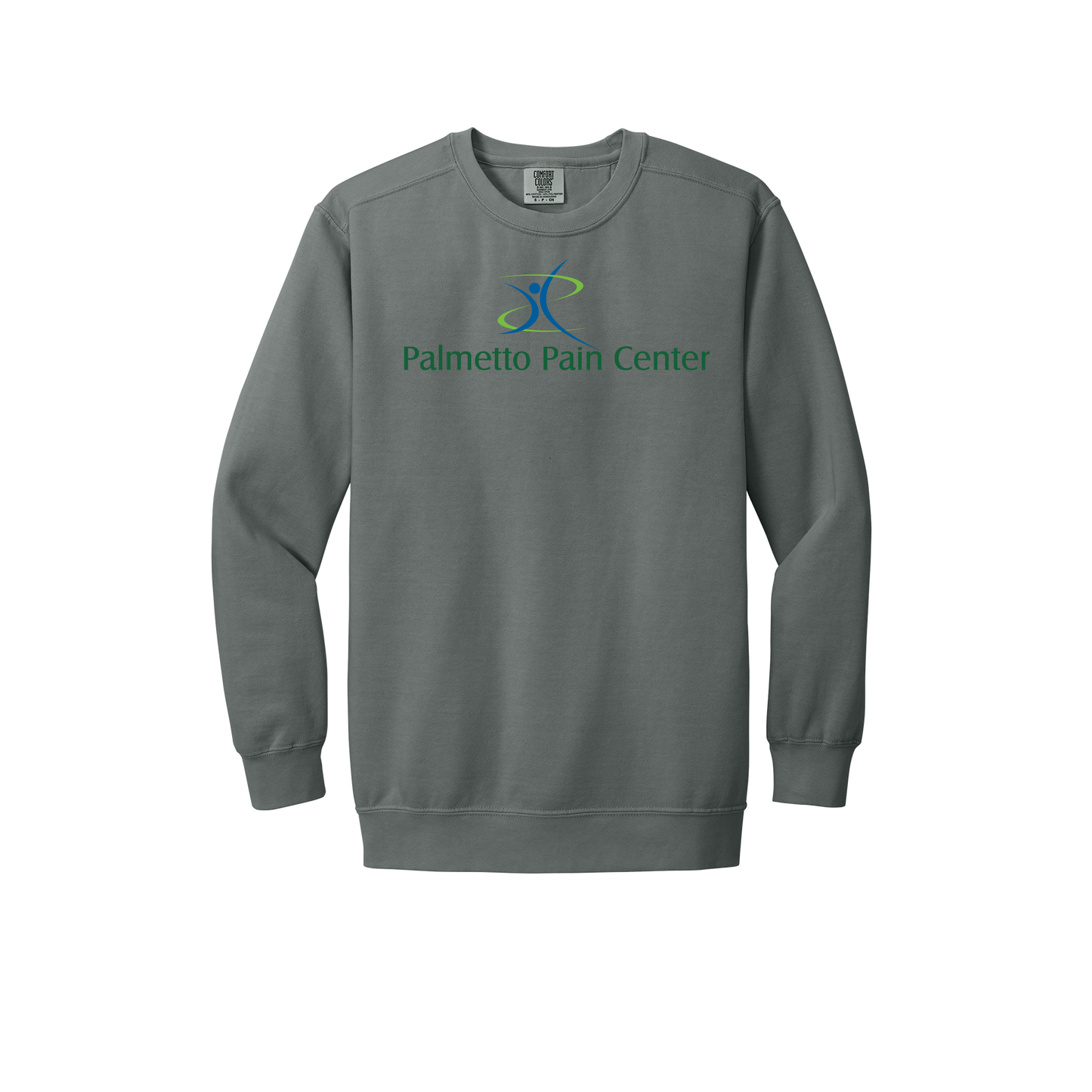 palmetto-pain-center-premium-clinic-comfort-crewneck-dtf-front-1566-grey-flat-front