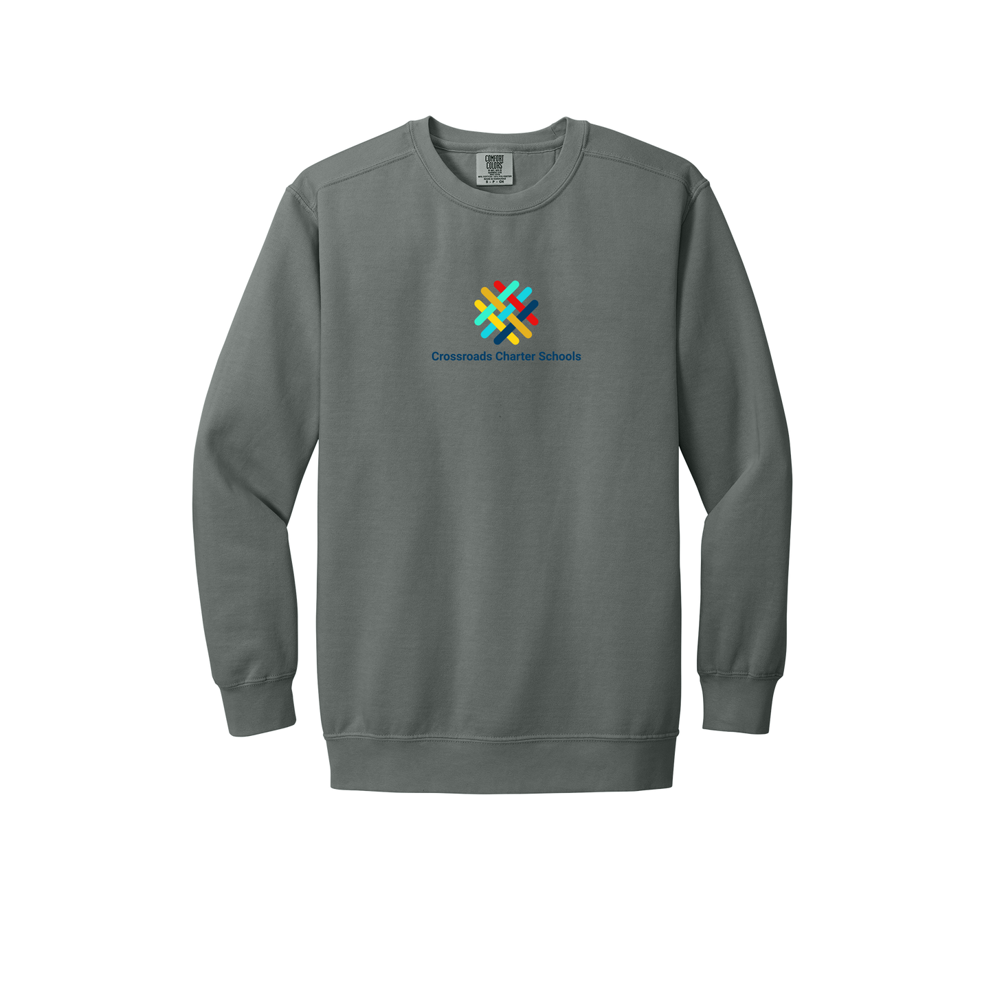 crossroadsschoolskc-premium-comfort-crewneck-dtf-front-1566-grey-flat-front
