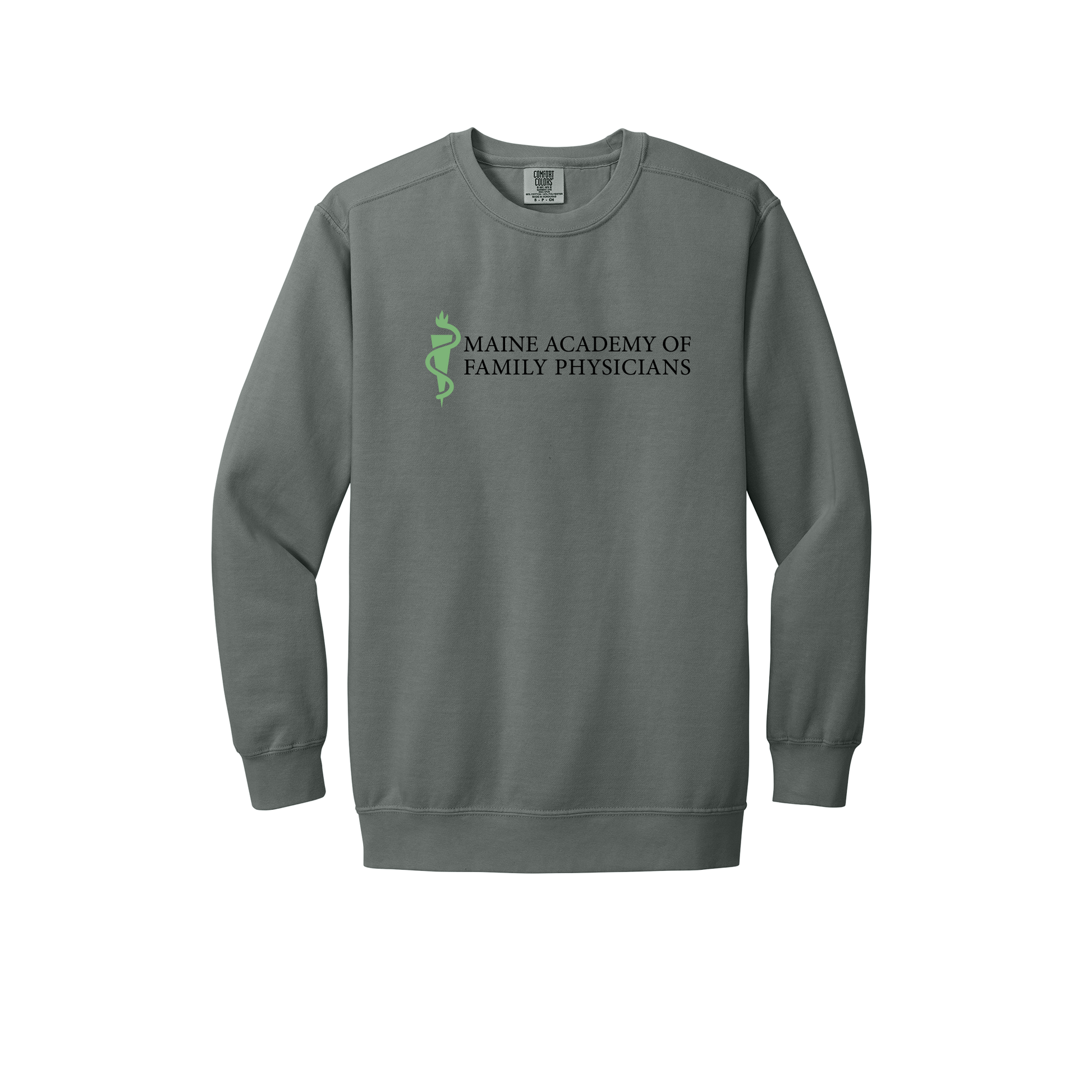 maineafp-premium-clinic-comfort-crewneck-dtf-front-1566-grey-flat-front