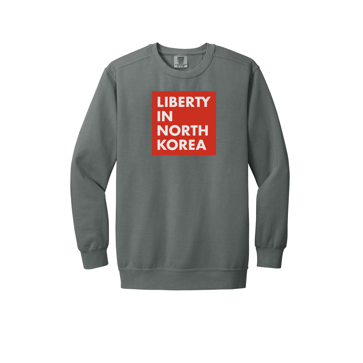 libertyinnorthkorea-premium-comfort-crewneck-dtf-front-1566-grey-flat-front