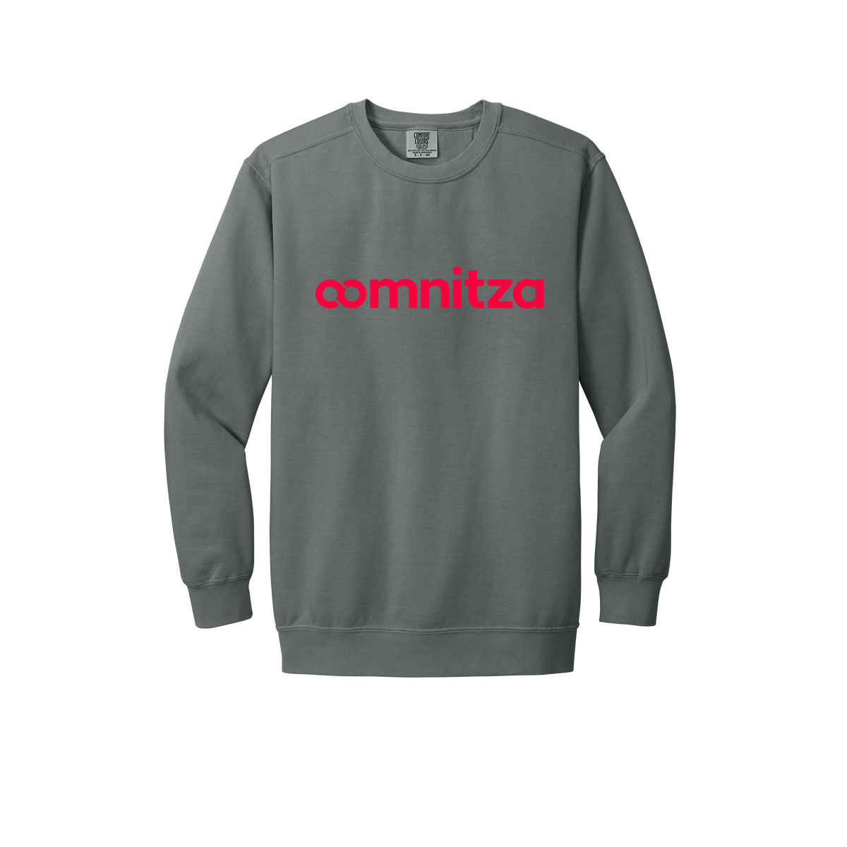 oomnitza-premium-comfort-crewneck-dtf-front-1566-grey-flat-front