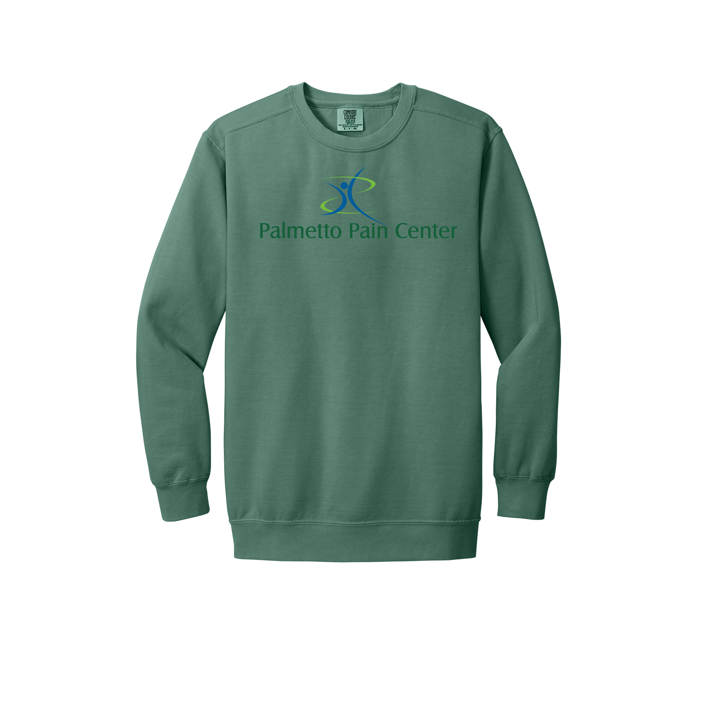 palmetto-pain-center-premium-clinic-comfort-crewneck-dtf-front-1566-lightgreen-flat-front