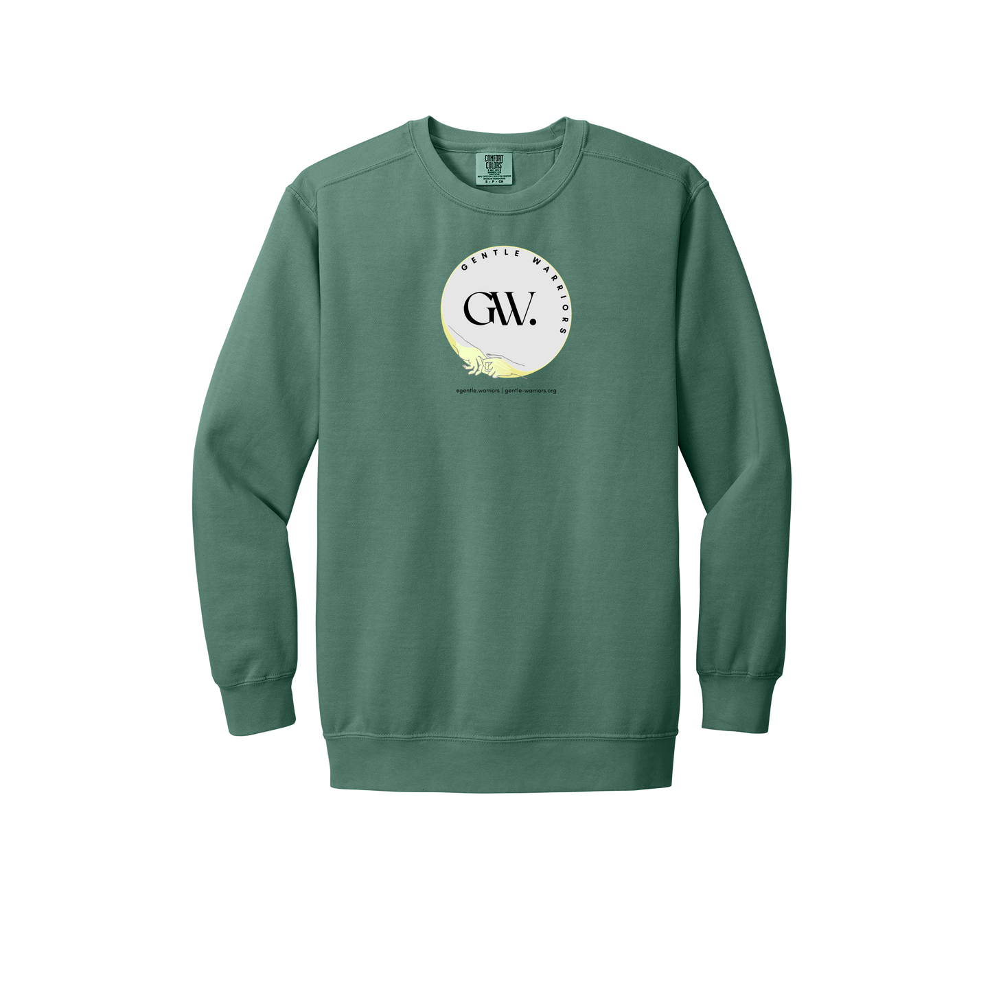 gentle-warriors-premium-comfort-crewneck-dtf-front-1566-lightgreen-flat-front