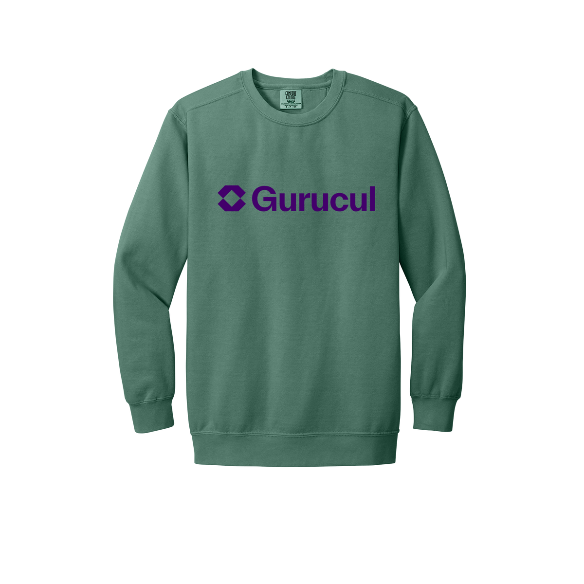 gurucul-premium-comfort-crewneck-dtf-front-1566-lightgreen-flat-front