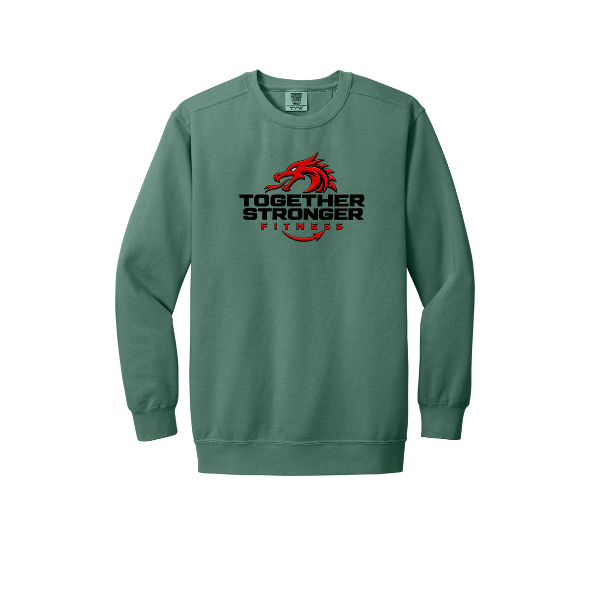 togetherstrongerfitness-premium-comfort-crewneck-dtf-front-1566-lightgreen-flat-front