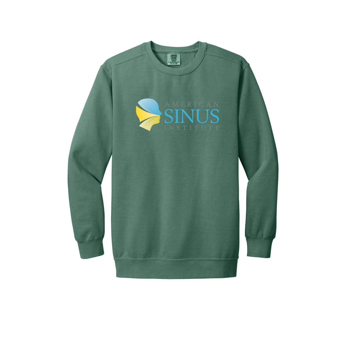 americansinus-premium-clinic-comfort-crewneck-dtf-front-1566-lightgreen-flat-front