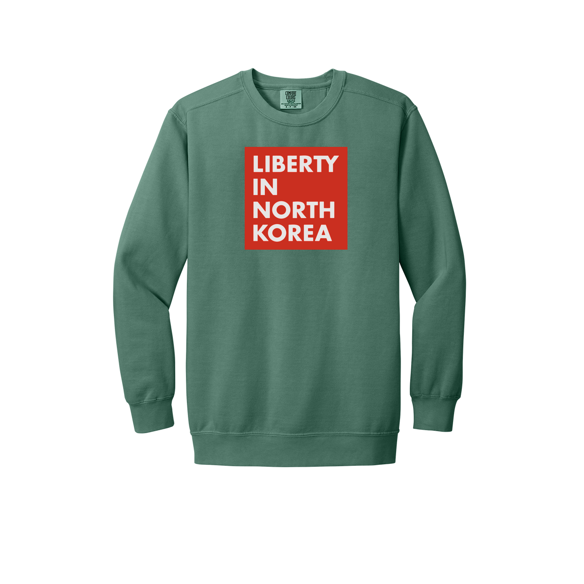 libertyinnorthkorea-premium-comfort-crewneck-dtf-front-1566-lightgreen-flat-front