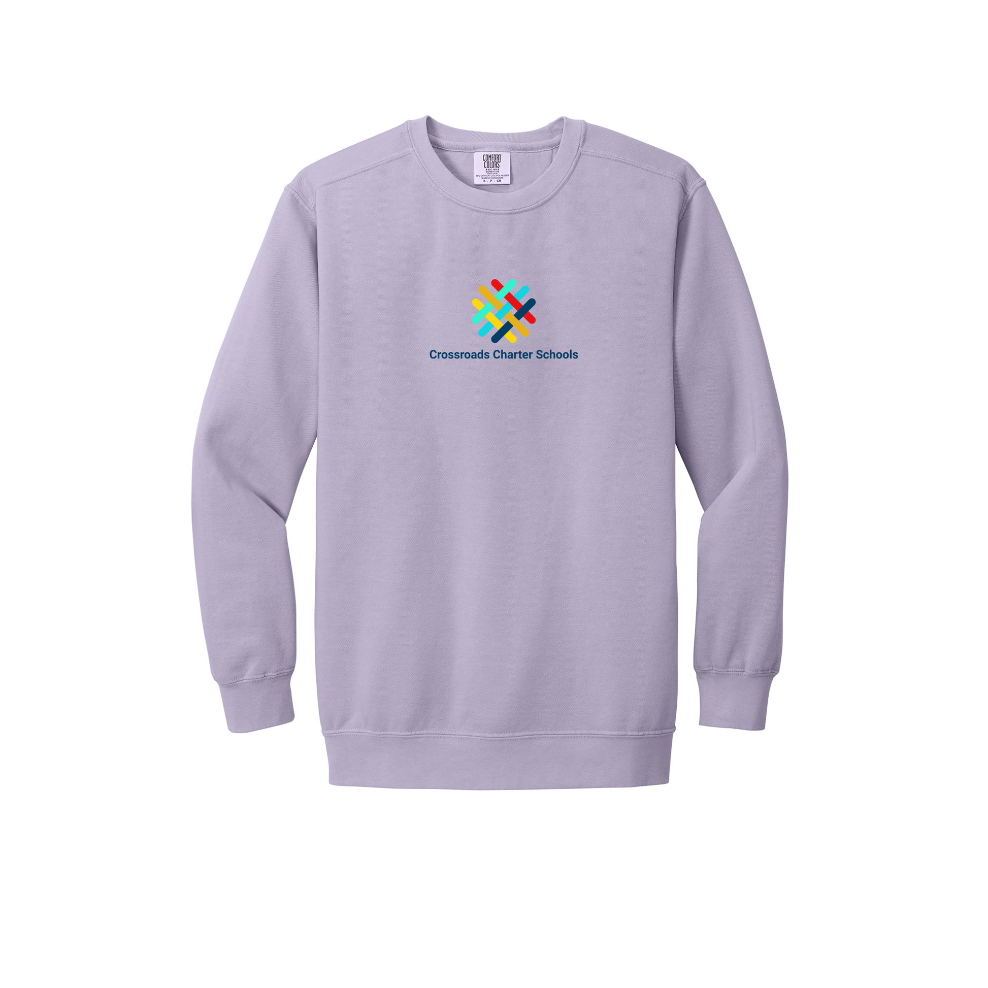 crossroadsschoolskc-premium-comfort-crewneck-dtf-front-1566-orchid-flat-front